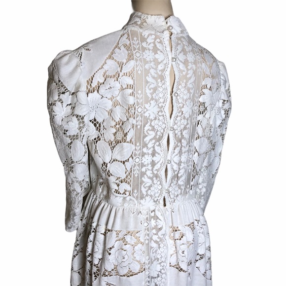 Handmade Sheer White Lace Vintage Style Dress - Picture 5 of 9